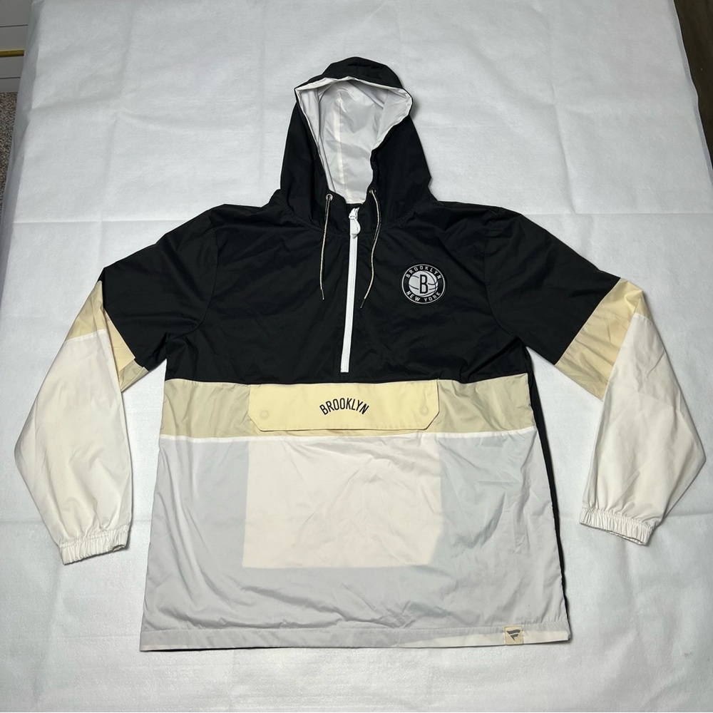 Brooklyn Nets Jacket Men‎ Size Large Half Zip Windbreaker NBA Fanatics